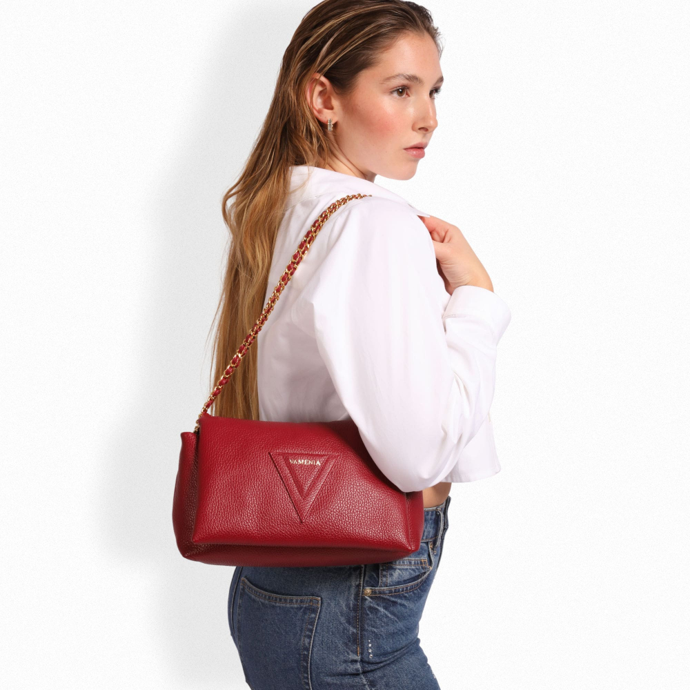 Crossbody bag made of calfskin wine red